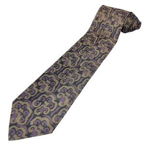 Giorgio Armani‎ Vintage Purple Tan Black Abstract Paisley Necktie Italy 56 1/2"